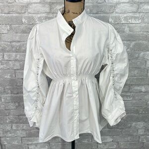 BEULAH Pearl/Rhinestone Long Sleeve Blouse